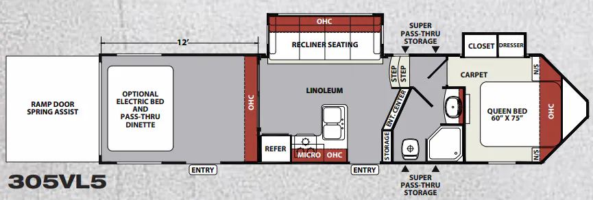 Forest River XLR Nitro 305VL5 floor plan