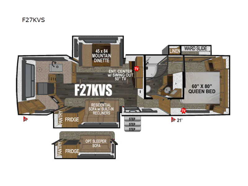 2026 Outdoors RV Glacier Peak Mountain Series F27KVS - Floor plan