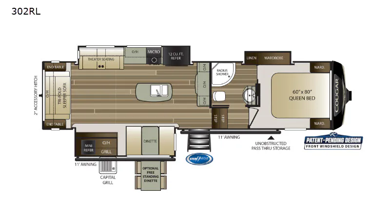 2020 Keystone Cougar 302RLS floor plan