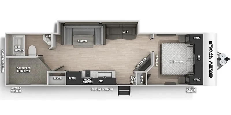 2021 Forest River Cherokee Grey Wolf 28DT floor plan