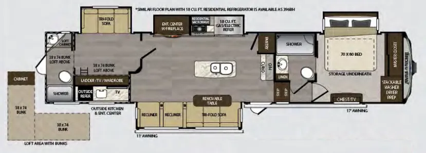 Keystone Avalanche 395BH floor plan