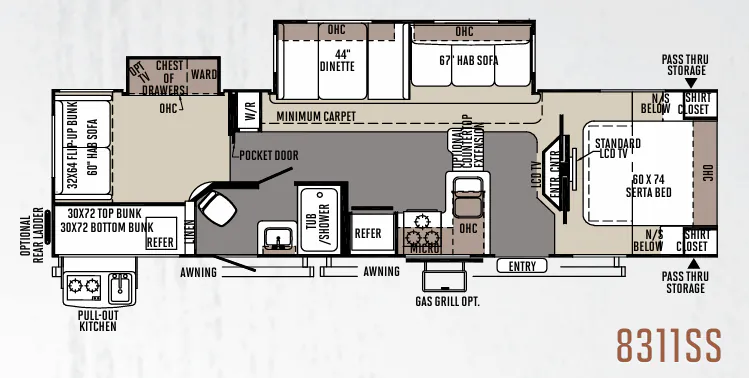 Forest River Rockwood Signature Ultra Lite 8311SS floor plan