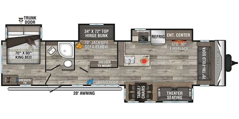 K-Z Sportsmen Destination 364BH floor plan