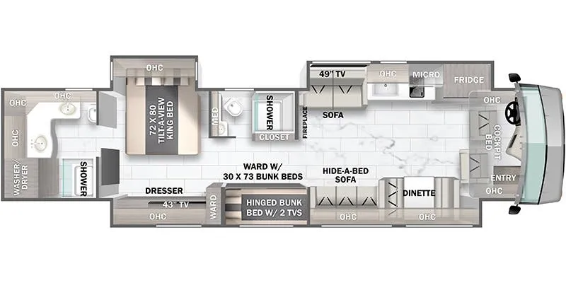 Forest River Berkshire XLT 45CA floor plan