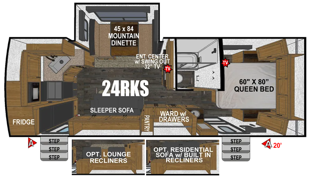 2026 Outdoors RV Mountain Series Timber Ridge 24RKS floor plan