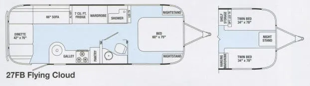 Airstream Flying Cloud 27FB floor plan
