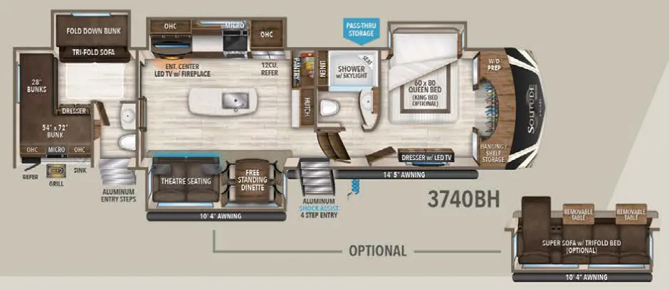 Grand Design Solitude S-Class 3740BH floor plan