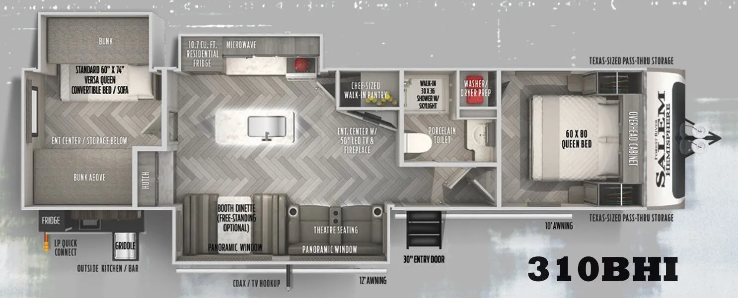Forest River Salem Hemisphere 310BHI floor plan
