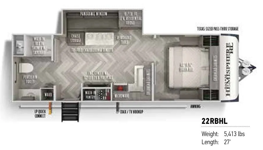 Forest River Salem Hemisphere Hyper-Lyte 22RBHL floor plan