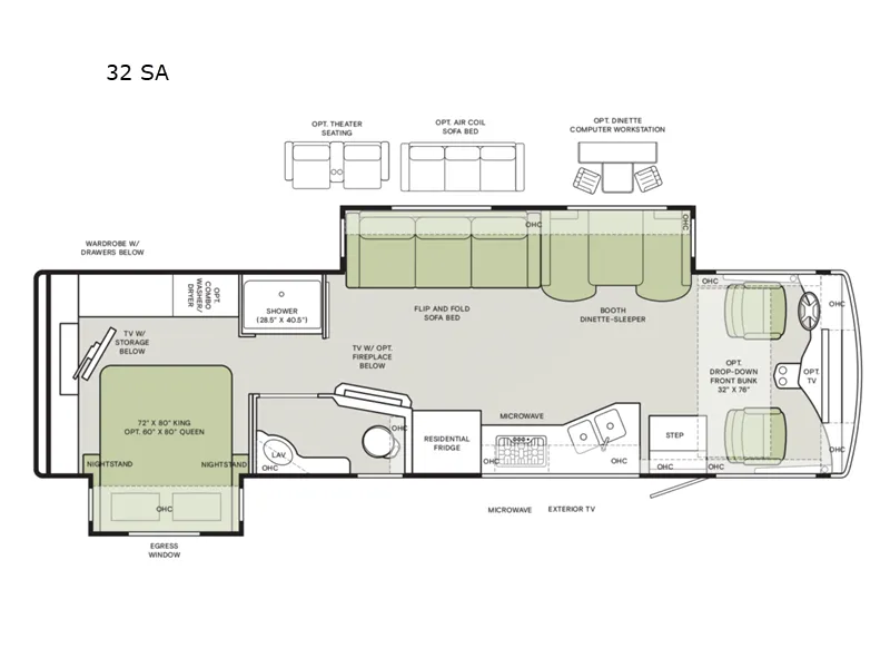 2026 Tiffin Open Road Allegro 32 SA - Floor plan