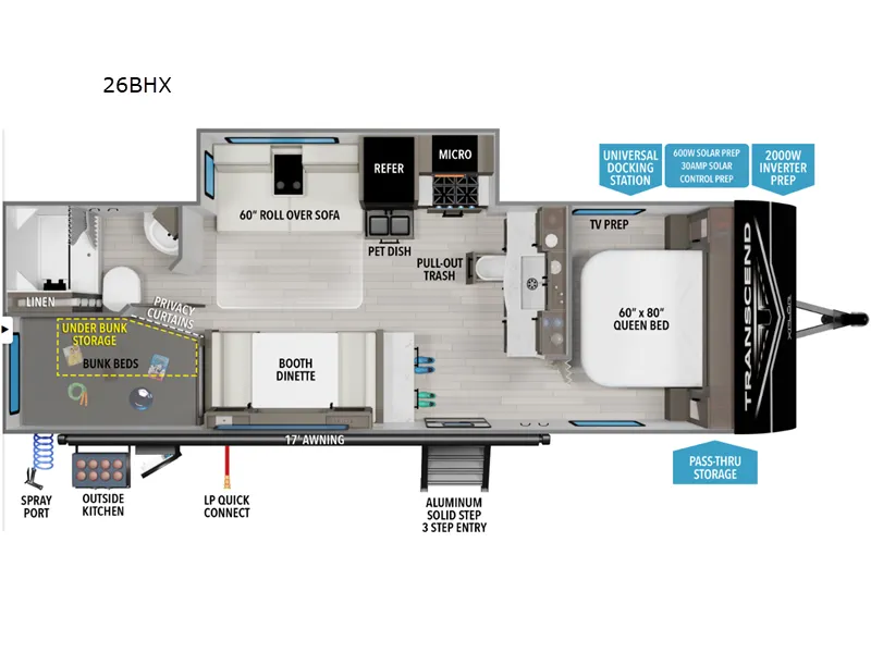 2026 Grand Design Transcend Xplor 26BHX floor plan
