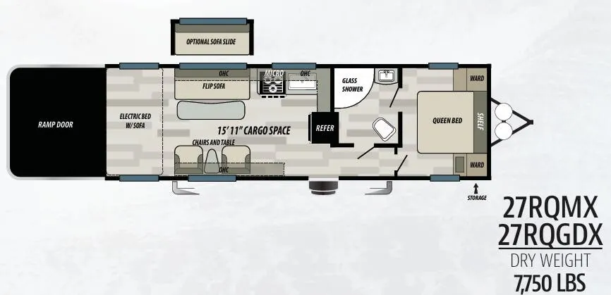 Forest River Shockwave 27RQDX floor plan