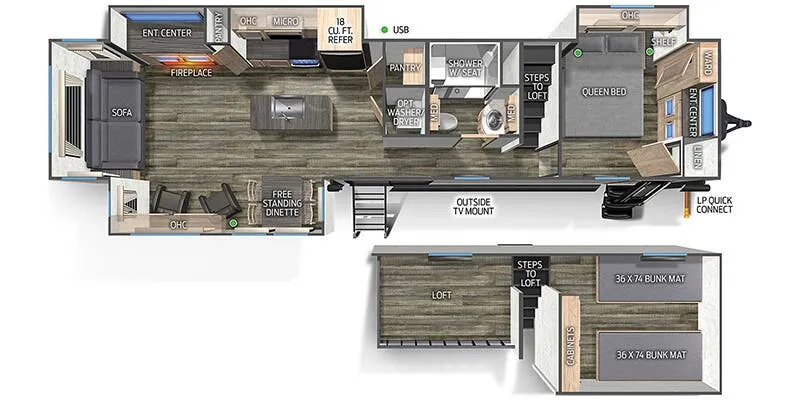 Forest River Cherokee Black Label 39DLBL floor plan