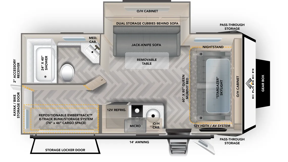 2023 Ember RV Overland 191MSL - Floor plan