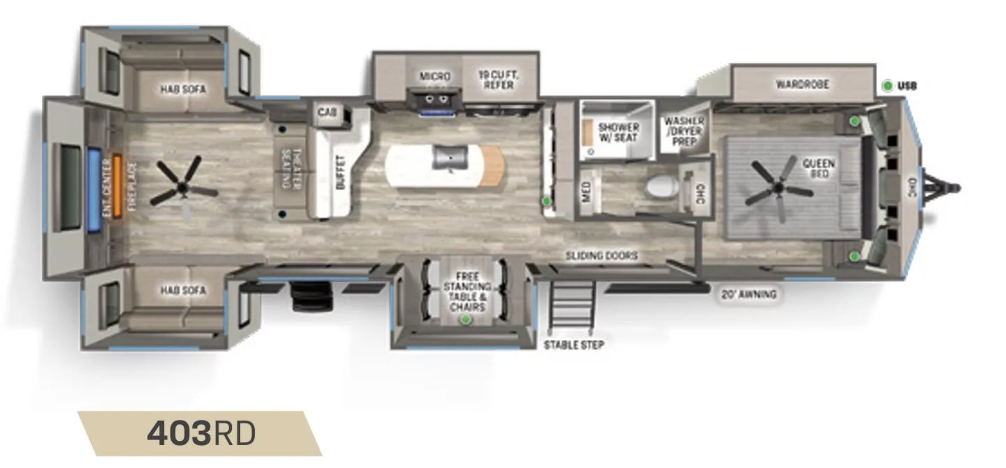 2023 Forest River Sierra Destination 403RD - Floor plan