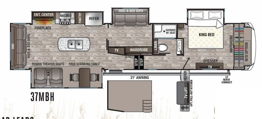 Forest River Cedar Creek Silverback 37MBH floor plan