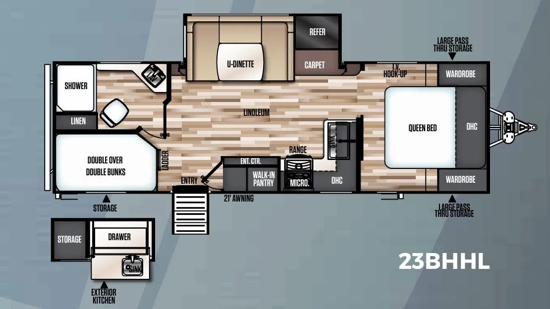 Forest River Salem Hemisphere Hyper-Lyte 23BHHL floor plan