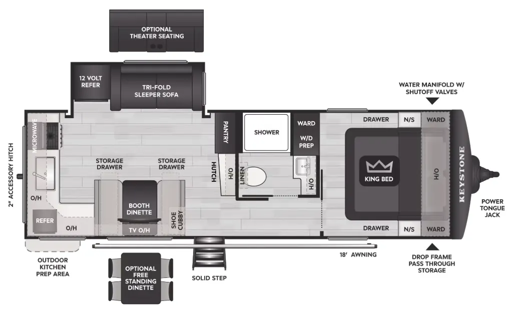 Keystone Cougar Western Elevation 25MLWE floor plan