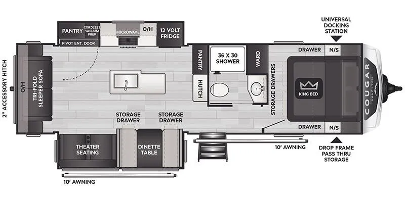 Keystone Cougar Half-Ton East 29RLP floor plan