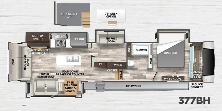 Forest River Cedar Creek 377BH floor plan
