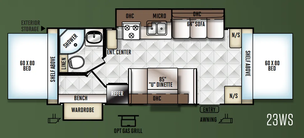 Forest River Rockwood Roo 23WS floor plan
