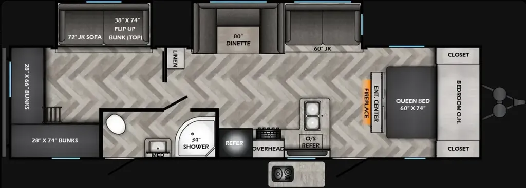2025 CrossRoads Zinger 328SB floor plan