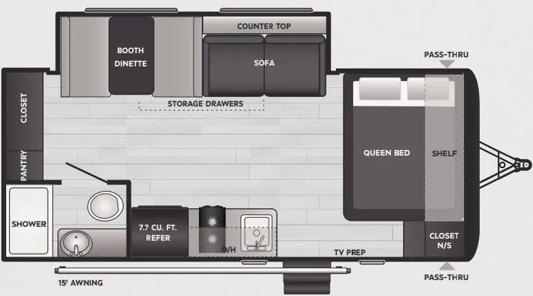 Keystone Hideout Mini 186SS floor plan