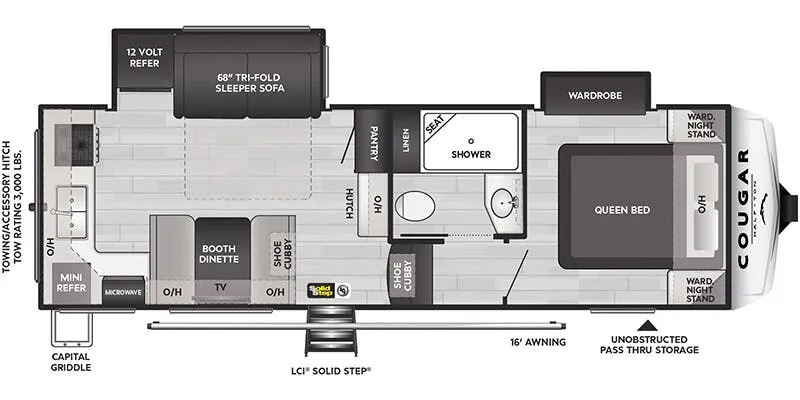 2025 Keystone RV Cougar Half-Ton 23MLE floor plan