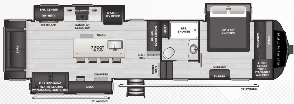 2025 Keystone Sprinter 3210RLS - Floor plan