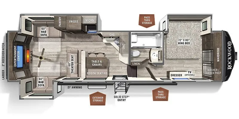 2022 Forest River Rockwood Signature Ultra Lite 8298KS floor plan