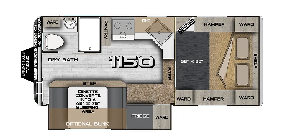 2026 Northwood Arctic Fox Camper 1150 floor plan