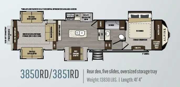 Keystone Alpine 3851RD floor plan