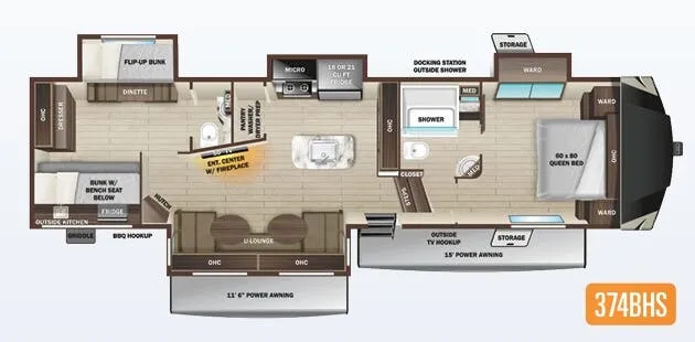 Highland Ridge Open Range 374BHS floor plan