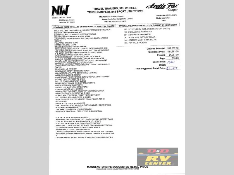 2027 Northwood Arctic Fox Camper 990 - Photo 3
