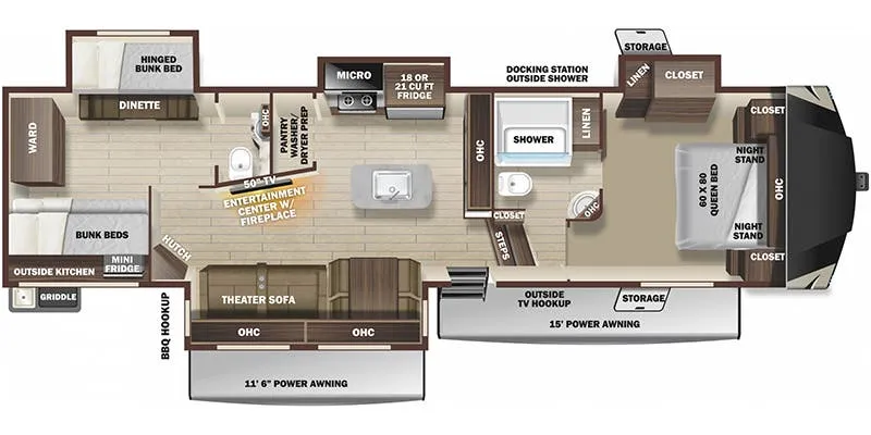 2018 Highland Ridge Open Range OF374BHS - Floor plan