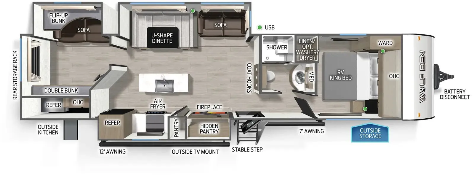 Forest River Cherokee Wolf Den 304SR floor plan
