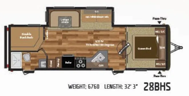 Keystone Hideout 28BHS floor plan