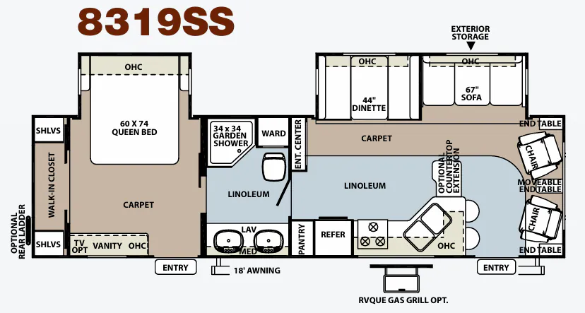 Forest River Rockwood Signature Ultra Lite 8319SS floor plan