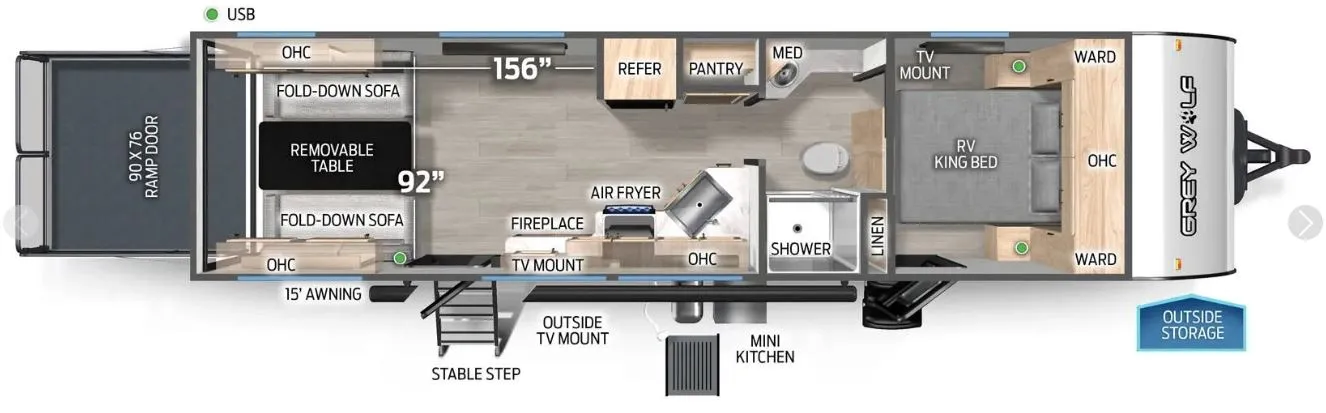 2025 Forest River Cherokee Grey Wolf Black Label 24RRTBL - Floor plan