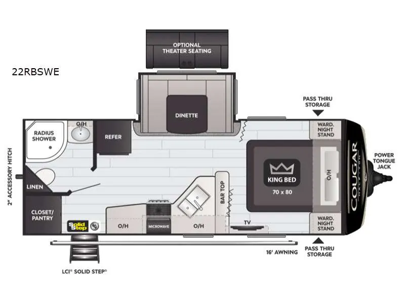 2022 Keystone RV Cougar Half-Ton 22RBSWE - Floor plan