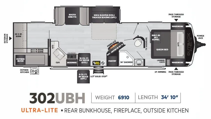2023 Keystone Outback Ultra Lite 302UBH — Floor plan