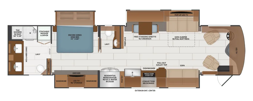 2027 Fleetwood Discovery LXE 40M - Floor plan
