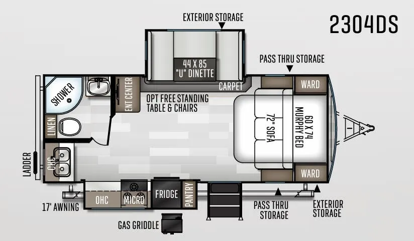 Forest River Rockwood Ultra Lite 2304DS floor plan