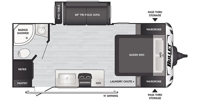 2022 Keystone Bullet Crossfire 1850RB floor plan
