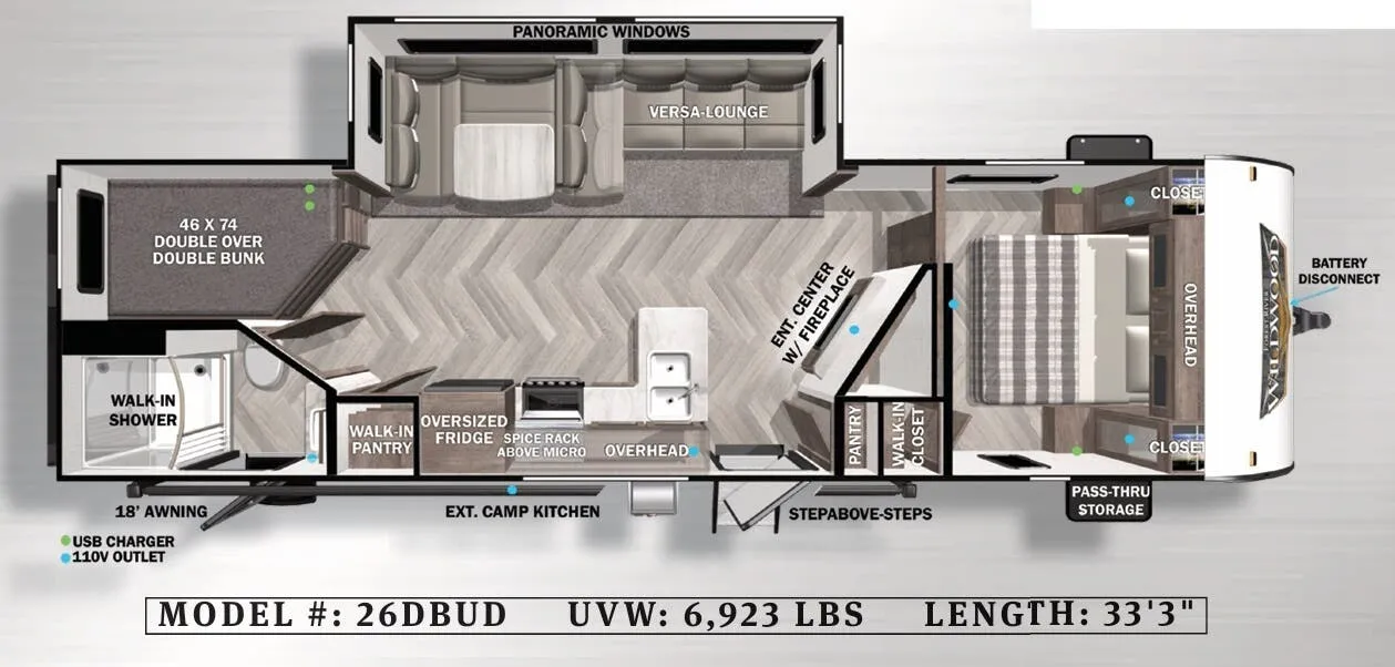 Forest River Wildwood 26DBUD floor plan