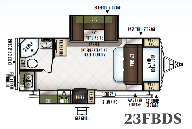 Forest River Flagstaff Super Lite 23FBDS floor plan