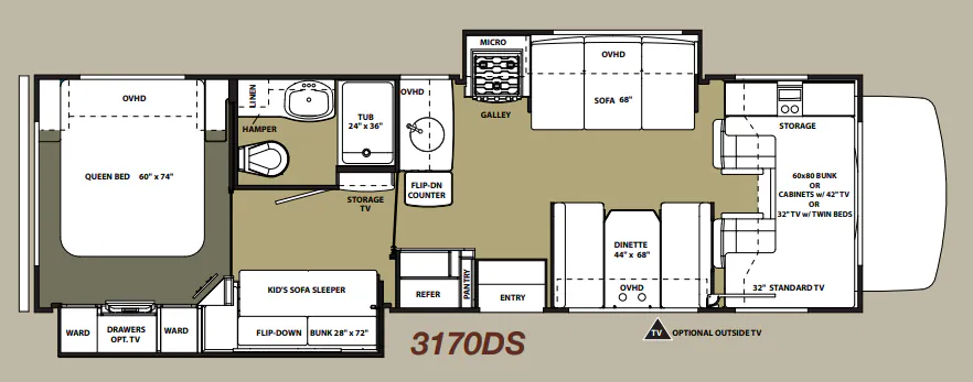 2015 Forest River Sunseeker 3170DS floor plan