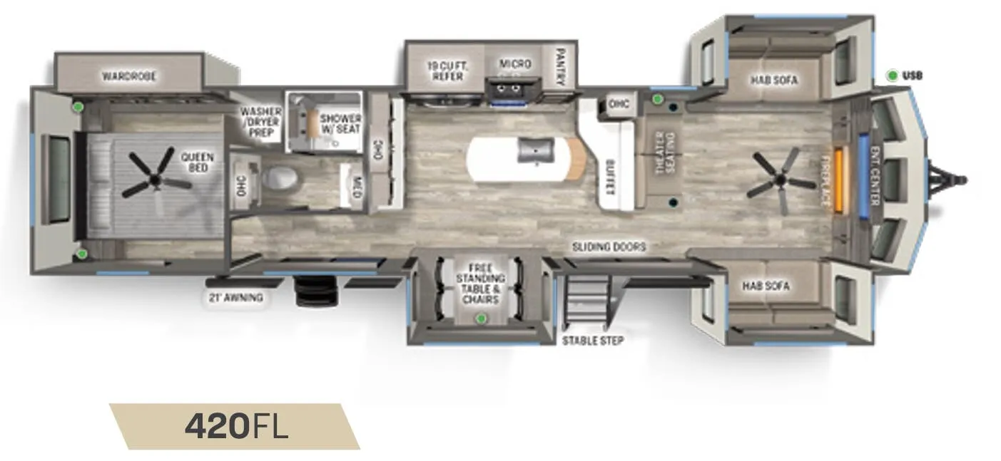 2023 Forest River Sierra Destination 420FL - Floor plan