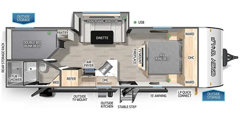 2025 Forest River Cherokee Grey Wolf 23DBH - Floor plan