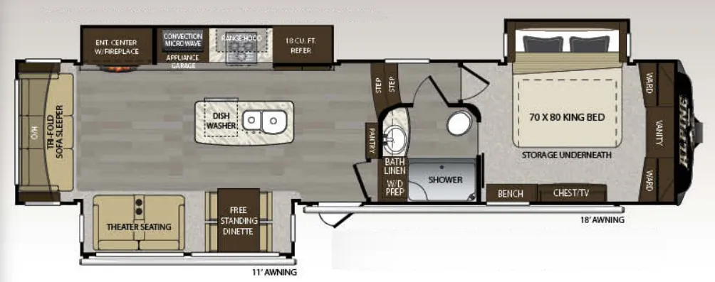 Keystone Alpine 3650RL floor plan